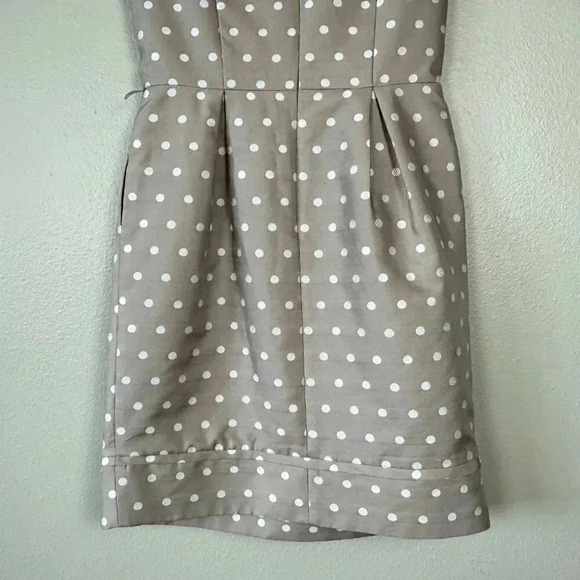 Eliza J Polka Dot Tulip Dress Taupe White Size 8 - Picture 9 of 9